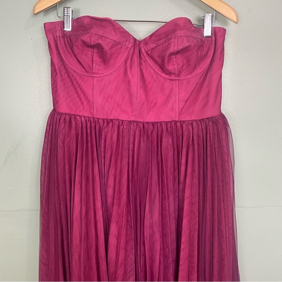 Anthropologie Hutch Calloway Strapless Bustier Tulle Maxi Dress Purple Red Sz 12 - Picture 4 of 8